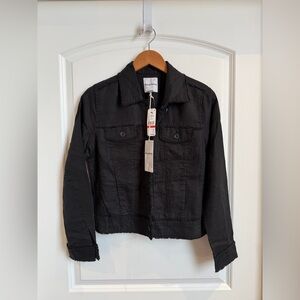 Tommy Bahama Womens Black Two Palms Raw Edge Linen Jacket